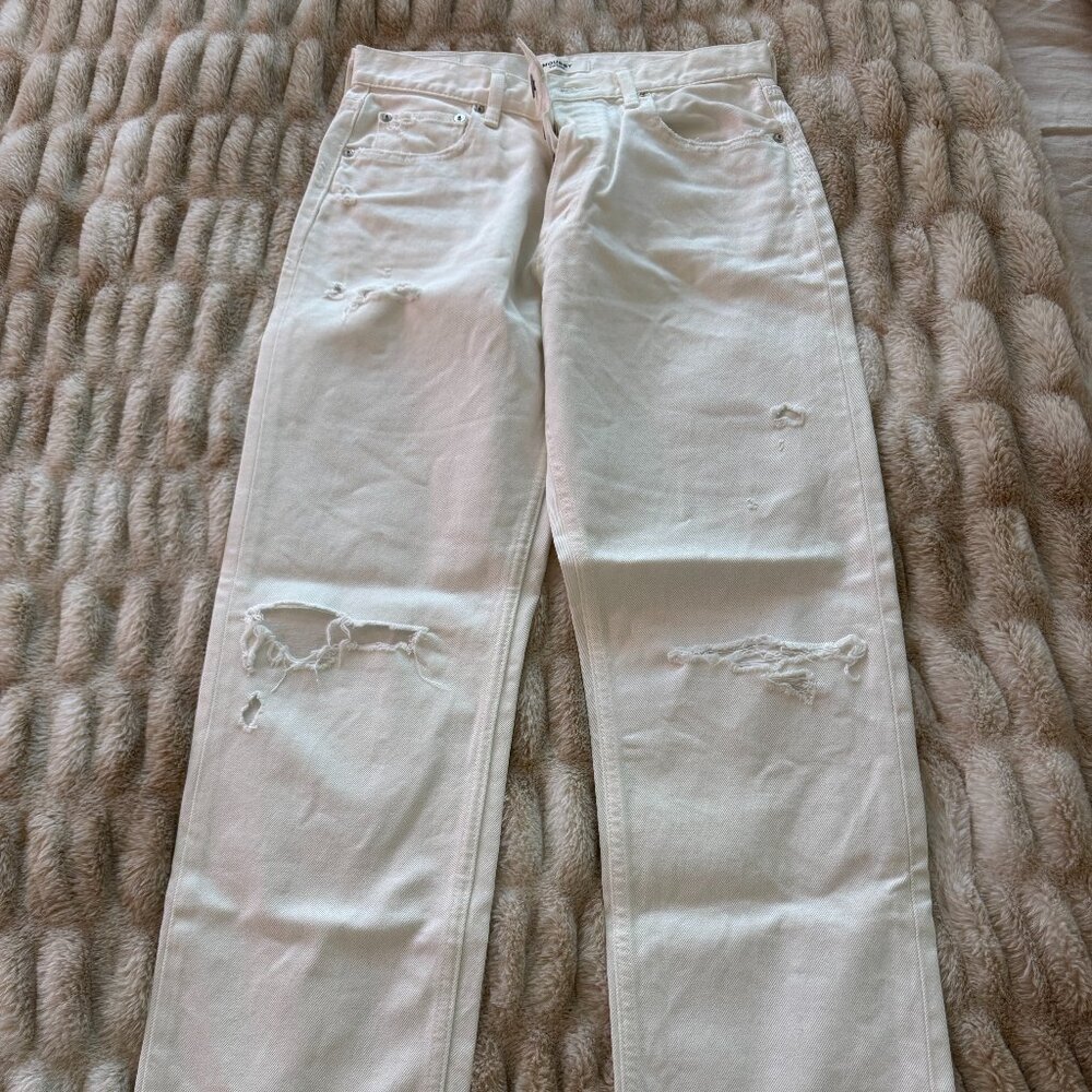 MOUSSY Vintage White Distressed Relaxed Fit Denim size 28